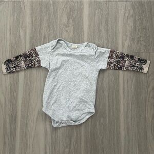 Gray Long Sleeve Shirt with Tattoo Print Sleeves 6-12m